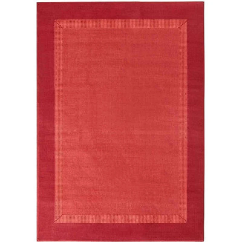 Image of The Rugs Designer Velours Band Rug And Runner Polypropylene Short Pile Rug In Red