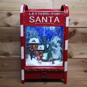 image of 60cm Light Up Musical Christmas Postbox with Victorian Snow Scene - Letters for Santa