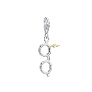 image of Sterling Silver Glasses and Lightning Bolt Clip on Charm