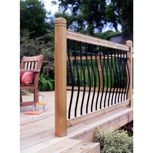 image of Wickes Tuscany Deck Railing Kit - Black 952 x 1.8m