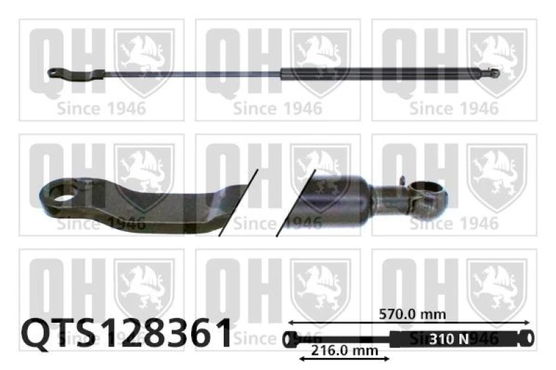 Image of QUINTON HAZELL Tailgate strut QUINTON HAZELL QTS128361