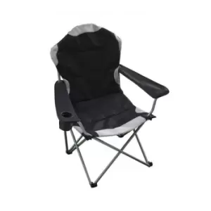 image of Deluxe Folding Padded Camping Chairs High Back - Multiple Colours - Black (1 Chair) - Black - Hyfive