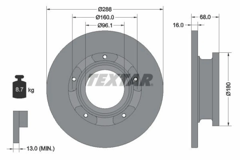 Image of Brake disc TEXTAR 93260703