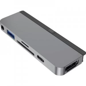 image of HyperDrive HD319B-GRAY USB-C (USB 3.1) multiport hub Ultra HD compatibility, Aluminium casing, + built-in SD card reader Spaceship grey