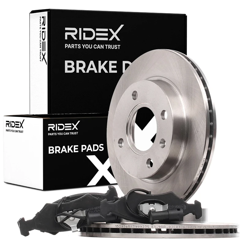 Image of RIDEX 3405B0422 Brake disc and pads set Front Axle, Brake Disc Type: Vented Brake Set,disc brakes (3405)