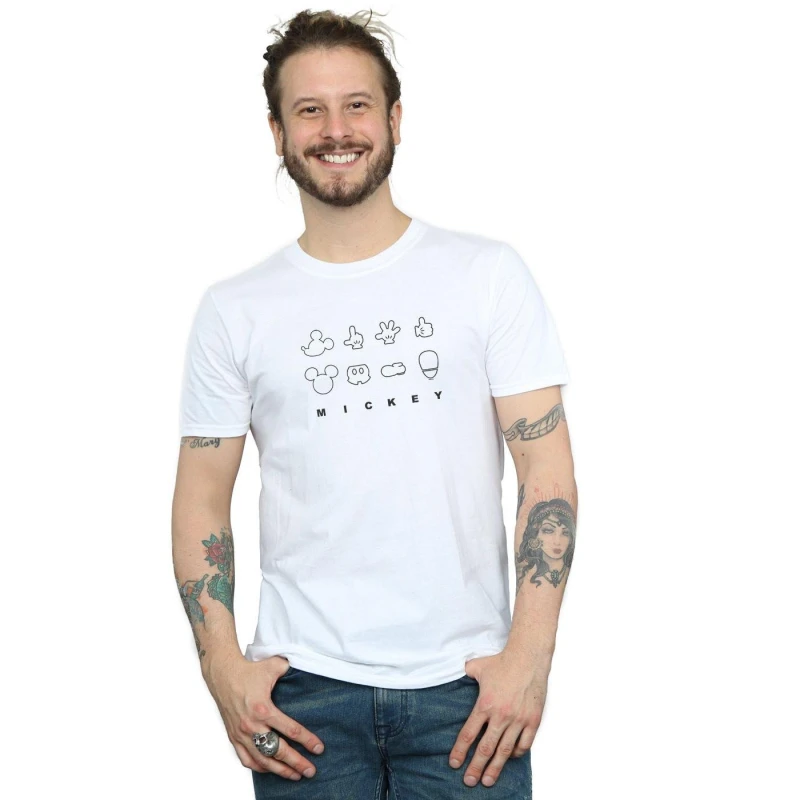 Image of Disney Men Mickey Mouse Dnstructed T-Shirt in White Size: Small White S Male 5059114732647