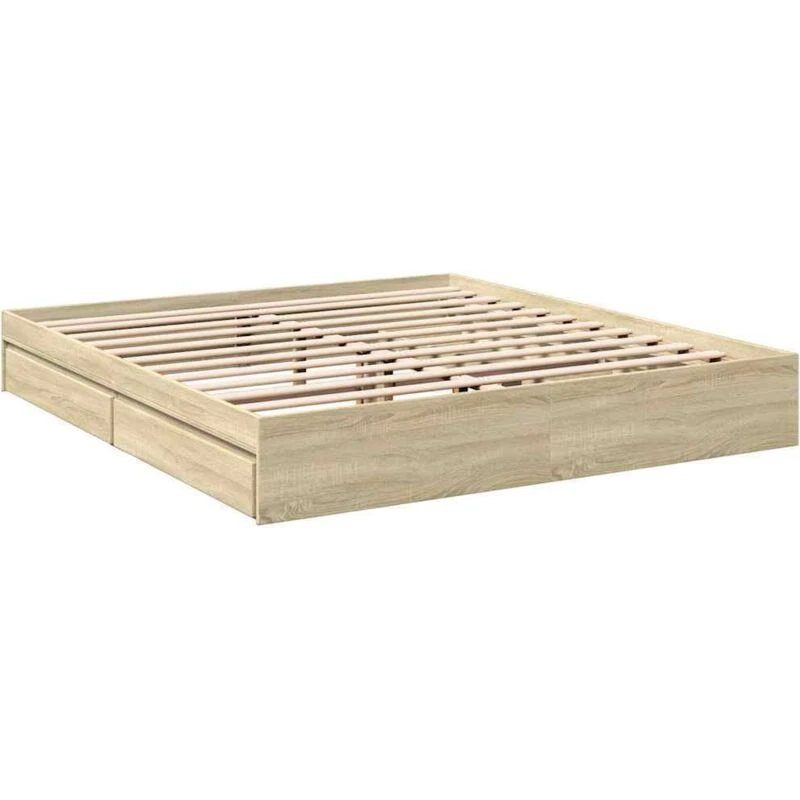 Image of VIDAXL Bed Frame with Drawers without Mattress Sonoma Oak 180x200cm Super King Vidaxl 3280638