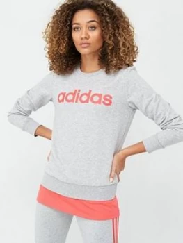 Image of Adidas Essentials Linear Sweatshirt - Medium Grey Heather