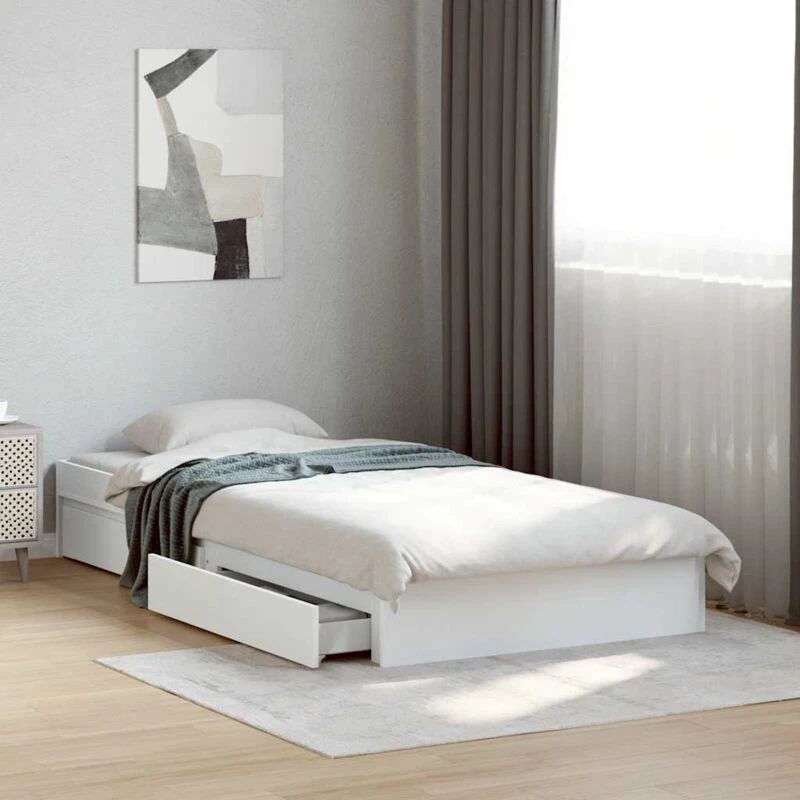Image of VIDAXL Bed Frame with Drawers without Mattress White 75x190cm Small Single Vidaxl 3280713