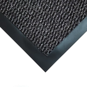 image of Vyna-Plush Door Mat - Black/Steel - 0.6M X 0.9M