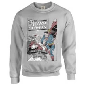 Image of DC Comics Originals Superman Action Comics Grey Christmas Sweatshirt - L - Grey
