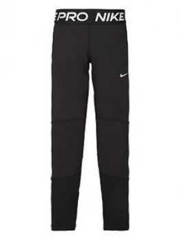 image of Nike Girls Pro Tight - Black/White, Size L=12-13 Years