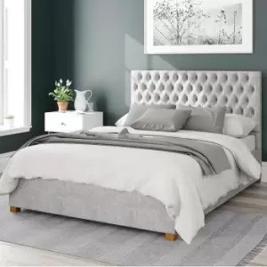 image of Monroe Pure Pastel Cotton Ottoman Bed Frame Platinum