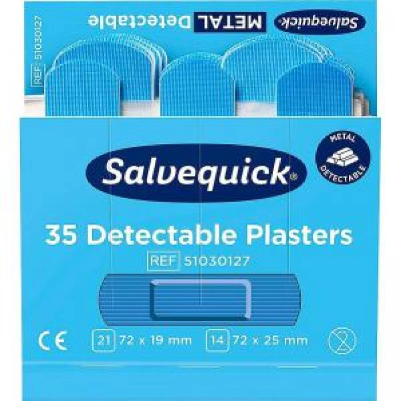 Image of Cederroth Salvequick Pilferproof Metal Detectable Blue Plasters Refill EXR62971FA