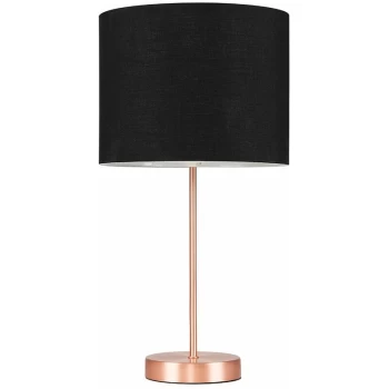 Copper Table Lamp Fabric Lampshades - Black