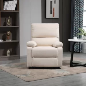 Image of HOMCOM Single Sofa Chair Double-Padded Manual Recliner Armchair w/Footrest Metal Frame Adjustable Home Seat Bedroom Living Room TV Gaming Beige