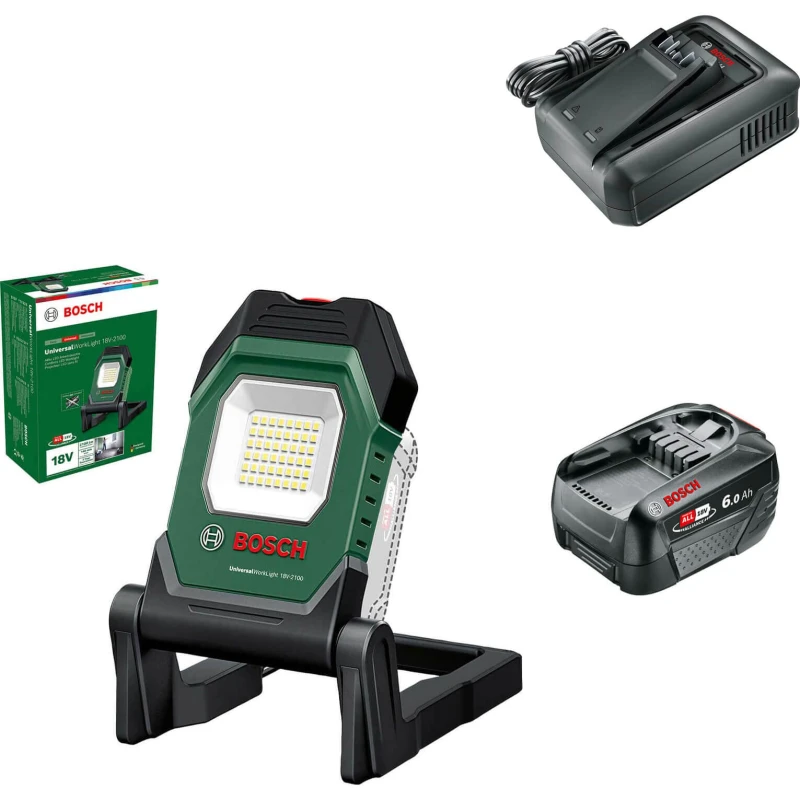 Image of Bosch UNIVERSALWORKLIGHT 18V-2100 P4A 18v Cordless LED Work Light UNIVERSALWORKLIGHT 18V-2100 Batteries: 1 x 6ah Li-ion