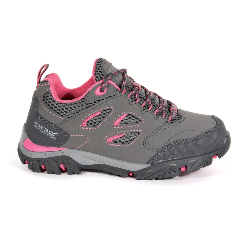 Image of Regatta Boys & Girls Holcombe Low Isotex Waterproof Walking Shoes UK Size 11 (EU 30) Steel/Tulip RKF572-3DF-11