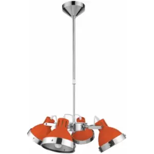 Image of Orange Shade and Chrome 4 Shad Pendant Light - Premier Housewares