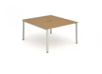 Image of B2B Silver Frame Bench Desk 1200 Oak (2 Pod)
