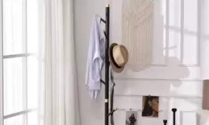 Image of HomCom Industrial-Style Freestanding Coat Rack with Six Hooks