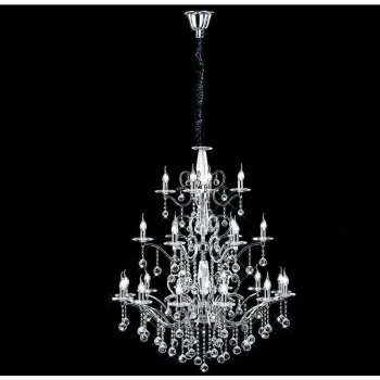 Image of Zinta 3 Tier 22 hanging lamp Polished chrome / crystal bulbs (Assembly required)