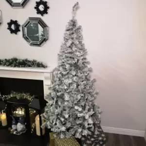 Image of 7ft (2.1m) Snowy Rovinj Pine Flocked Hinged Christmas Tree