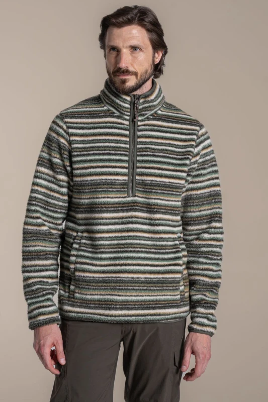 Image of Craghoppers Craghoppers Men Tatton Borg Half-Zip Insulating Active Fleece in Green Size: Small Green S Male 5063260130622