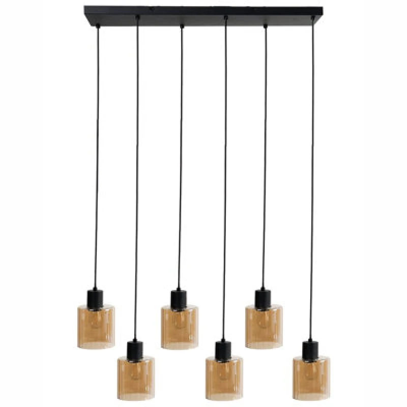 Image of Beliani 6 Light Pendant Lamp Kitare Glass Beige