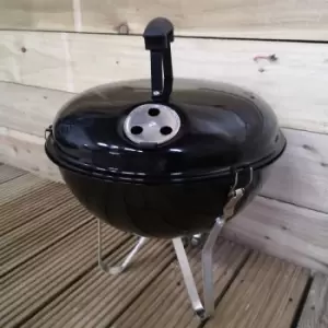 image of 37cm Portable Black Enamel Vented Kettle bbq with Lid Ideal for Garden or Camping