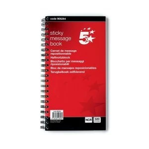 image of 5 Star Office Telephone Message Book Wirebound Carbonless Sticky 320 Notes 80 Pages 279x150mm