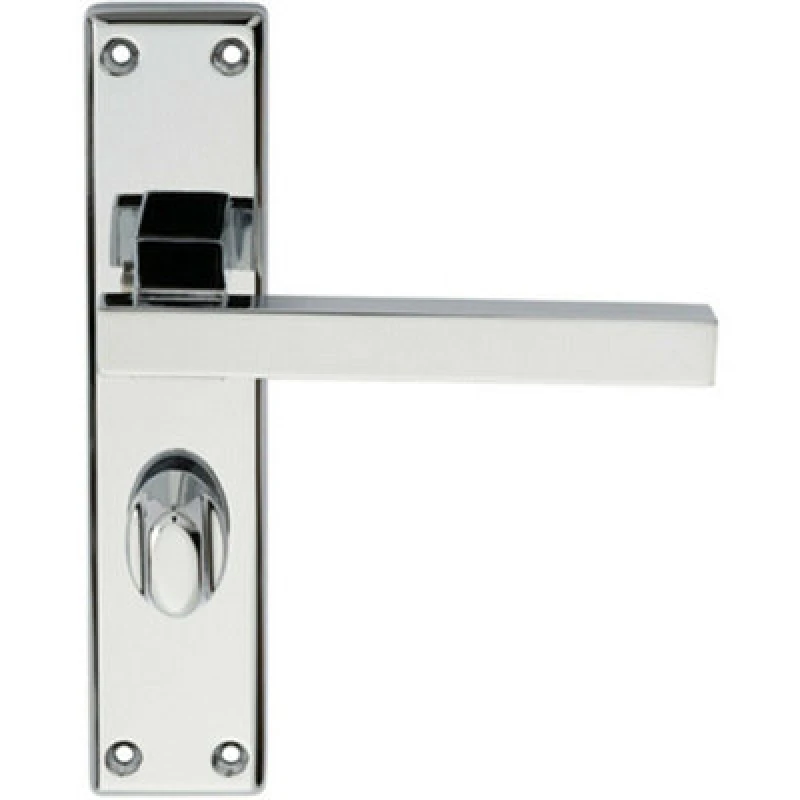 Image of Loops PAIR Straight Square Handle on Bathroom Backplate 180 x 40mm Polished Chrome Multi