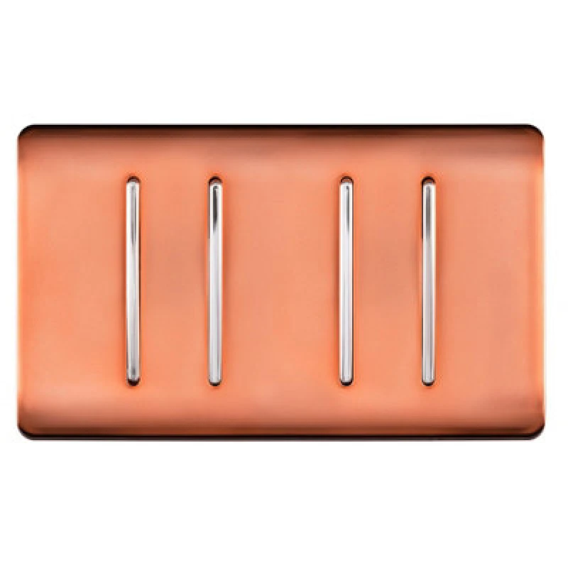 Image of Trendiswitch Trendi Artistic Modern Glossy 4 Gang 2 Way Rocker Double Plate Tactile Light Switch Copper