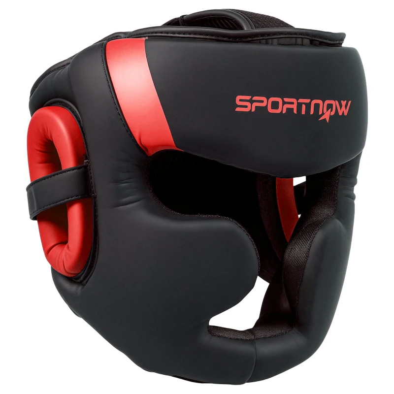 Image of SPORTNOW Boxing Headguard w/ Adjustable Strap for Sparring Kickboxing Red