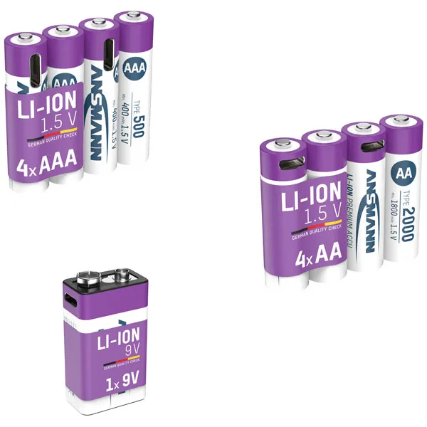 image of ANSMANN 1311-0028 AAA Li-Ion Rechargeable Battery 500mAh 4 Pack Wi...