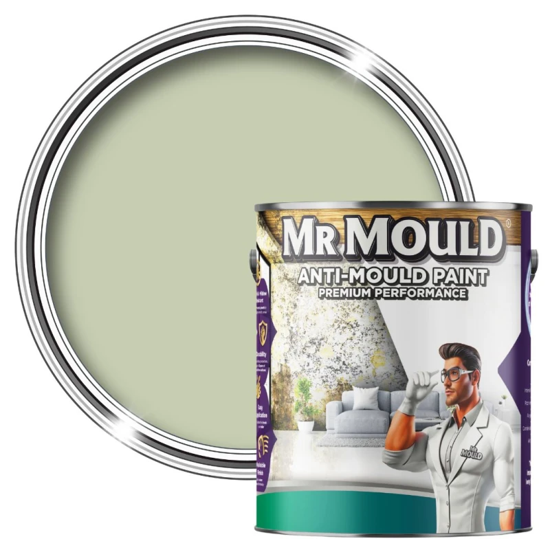 Image of MR MOULD Anti-Mould Paint - 1L - Best Anti Mould Protection Paint for all Interior Walls & Ceilings in Sage Green Sage Green Unisex 1L