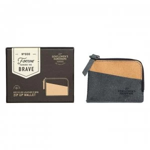 image of Gentlemens Hardware Zip Up Wallet Recycled Leather - Black/Tan