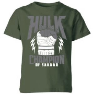 image of Marvel Thor Ragnarok Hulk Champion Kids T-Shirt - Forest Green - 11-12 Years