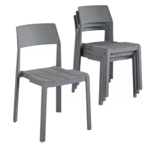 image of Dorel Chandler Outdoor/Indoor Stacking Chair 4 Pack - Grey