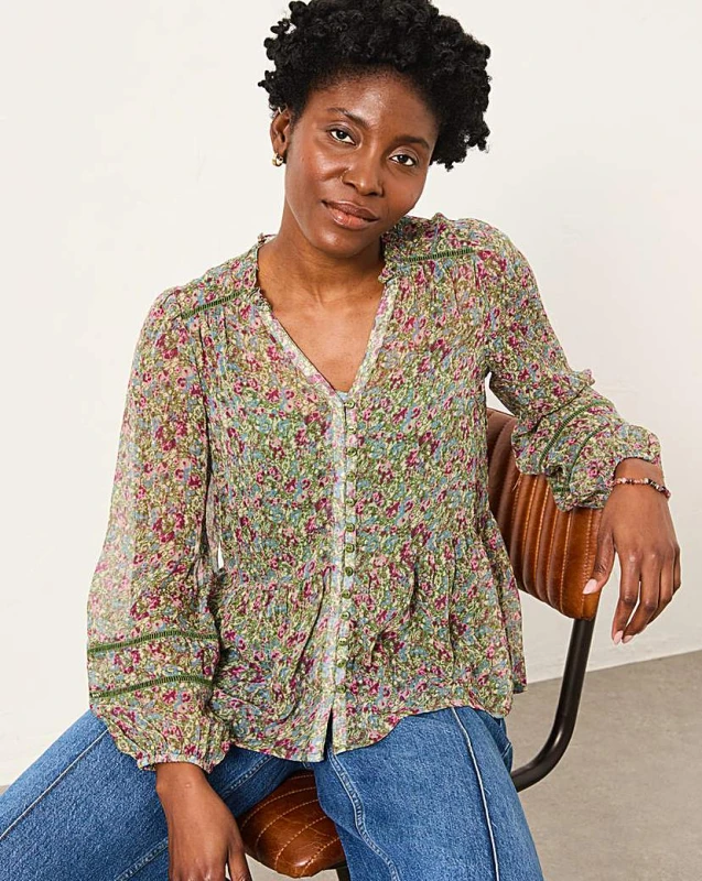 Image of FatFace FatFace Mel Blouse Green - FatFace - Size: 8 Green Female 8 ZD29309