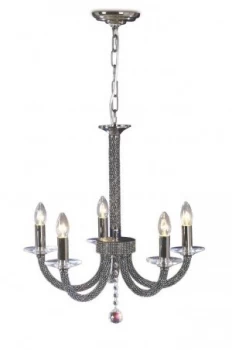 Image of Ceiling Pendant Chandelier 5 Light Black Chrome, Crystal