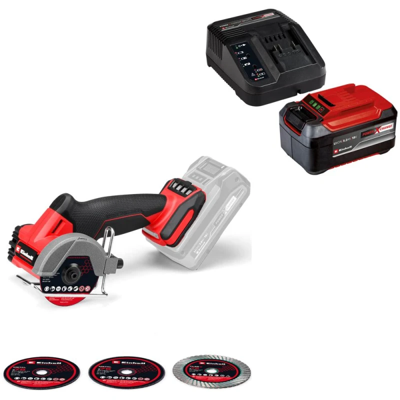 Image of Einhell Professional TP-CO 18/76-C Li BL 18v Cordless Brushless Angle Grinder 76mm 1 x 5.2ah Plus Li-ion Charger No Case TP-CO 18/76-C Li BL