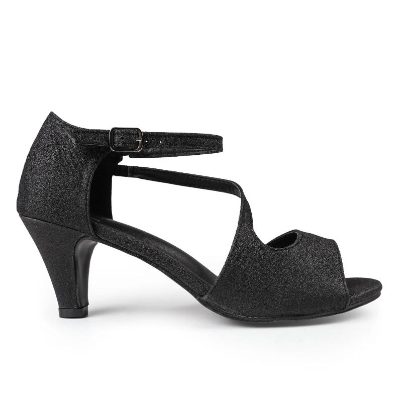 Image of Where's That From 'Italy' Wide Fit Low Kitten Heel Crossover Strap Black