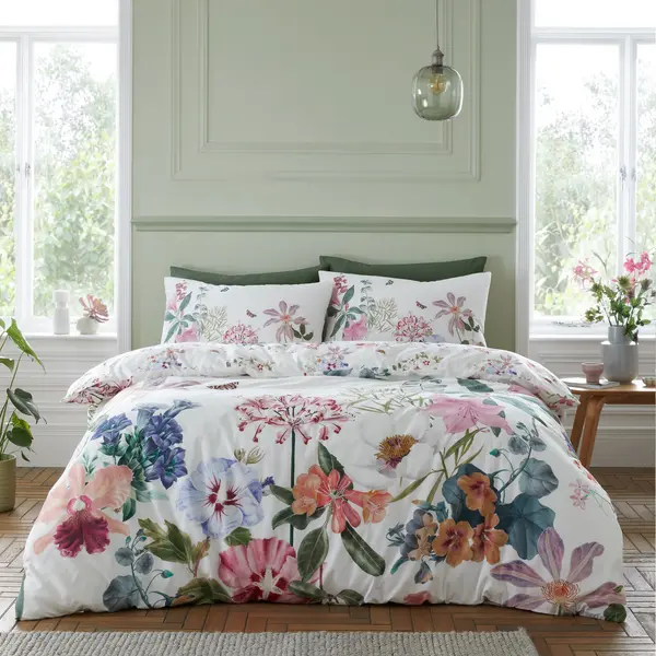 Image of Catherine Lansfield Exotic Garden 200 Thread Count Cotton Duvet Set One Colour VWQIN Unisex Double,King,Super King