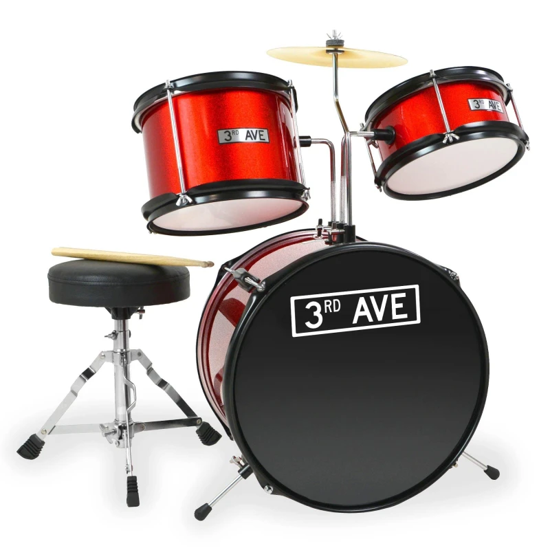 Image of 3rd Avenue 3 Piece Junior Drum Kit Red unisex 3 Piece