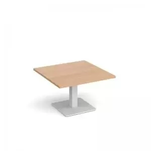 Image of Brescia square coffee table with flat square white base 800mm - beech