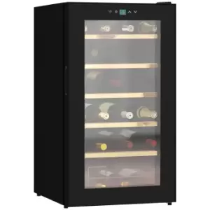 Image of HOMCOM 24 Bottles Freestanding Wine Fridge w/ Glass Door, 65L Single Zone Wine Cooler Fridge w/ Digital Touch Screen Controls, LED Light, Black