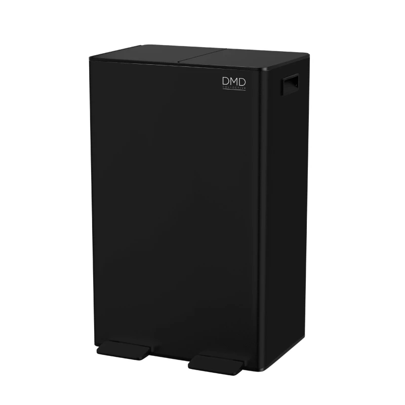 Image of DMD Collective Stainless Steel 60L Waste & Recycling Kitchen Bin, 2 x 30L Buckets & 3L Compost Bin, Soft Closure, Fingerprint Proof Black
