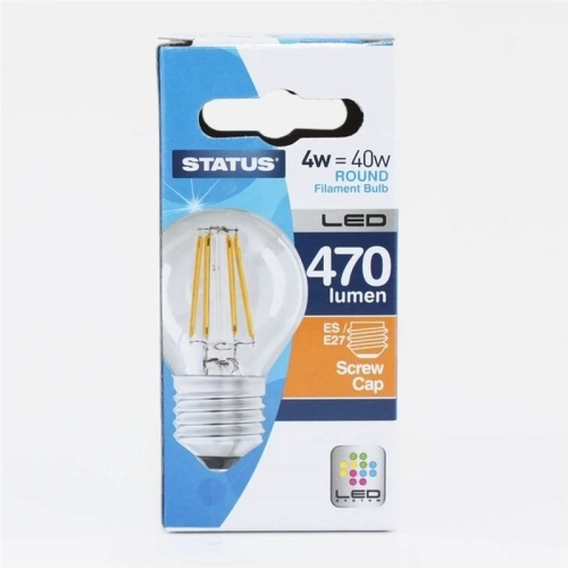 Image of Status 4W Round LED Filament Bulb - ES 4SFRESC1PKB8