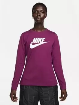 Image of Nike NSW Essential Icon Futura Long Sleeve Top - Purple, Purple Size XS Women